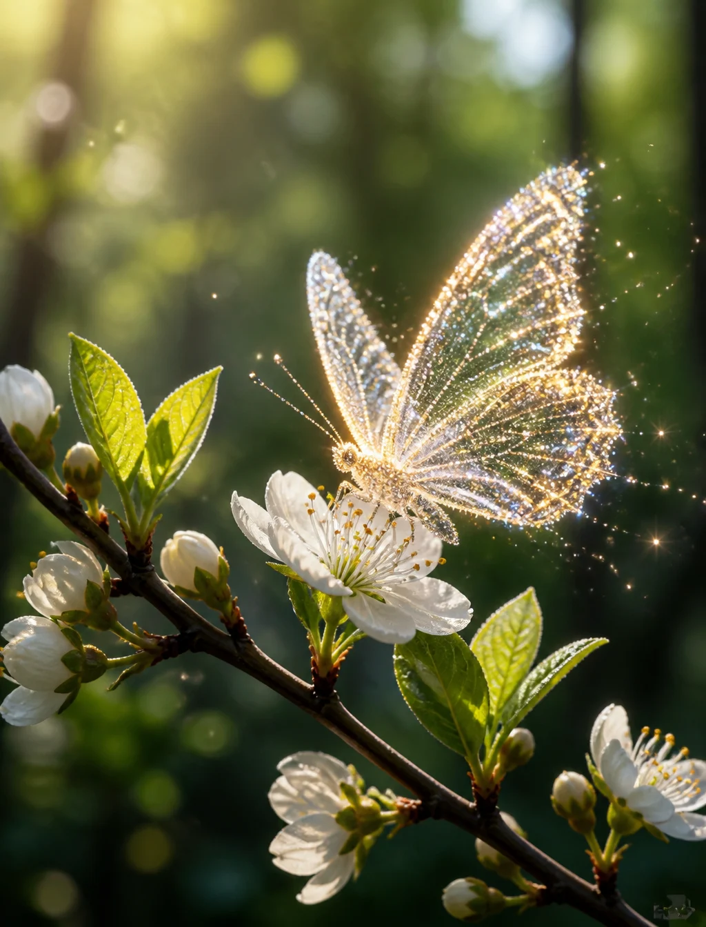 A close-up shot of a beautiful budding branch with a spar...