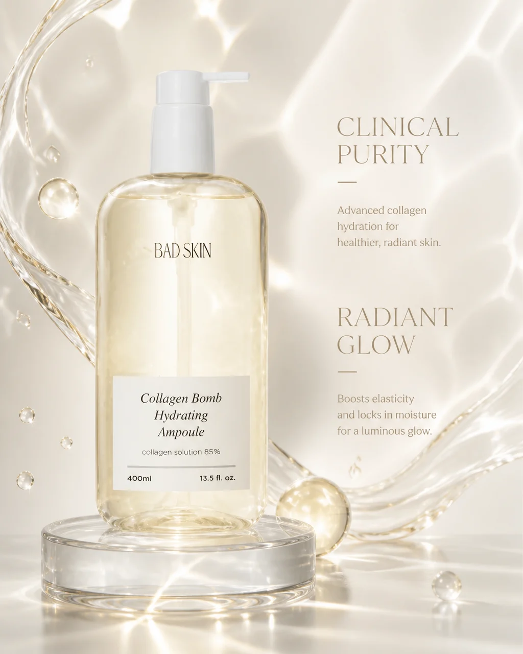 (Luxury clinical skincare advertisement), (minimalist whi...