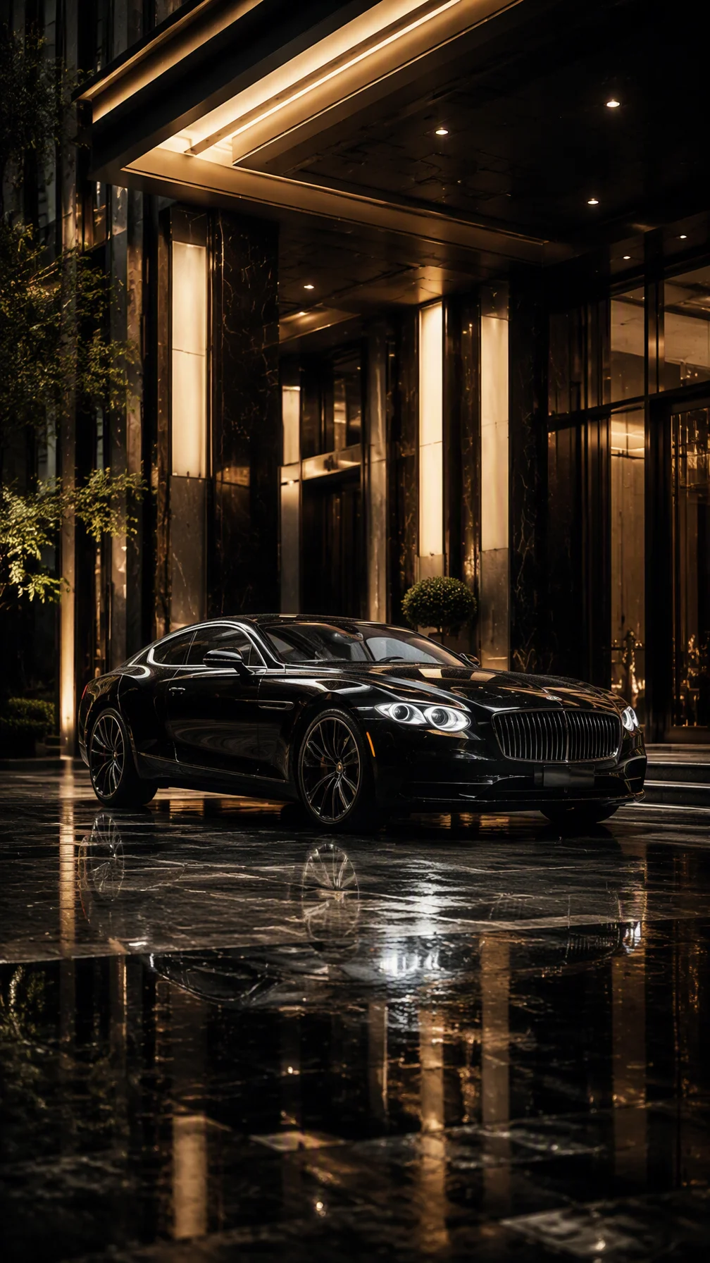 Luxury automotive photography, an elegant black ultra pre...