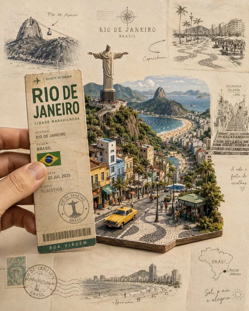 Create a highly detailed, photorealistic miniature travel...