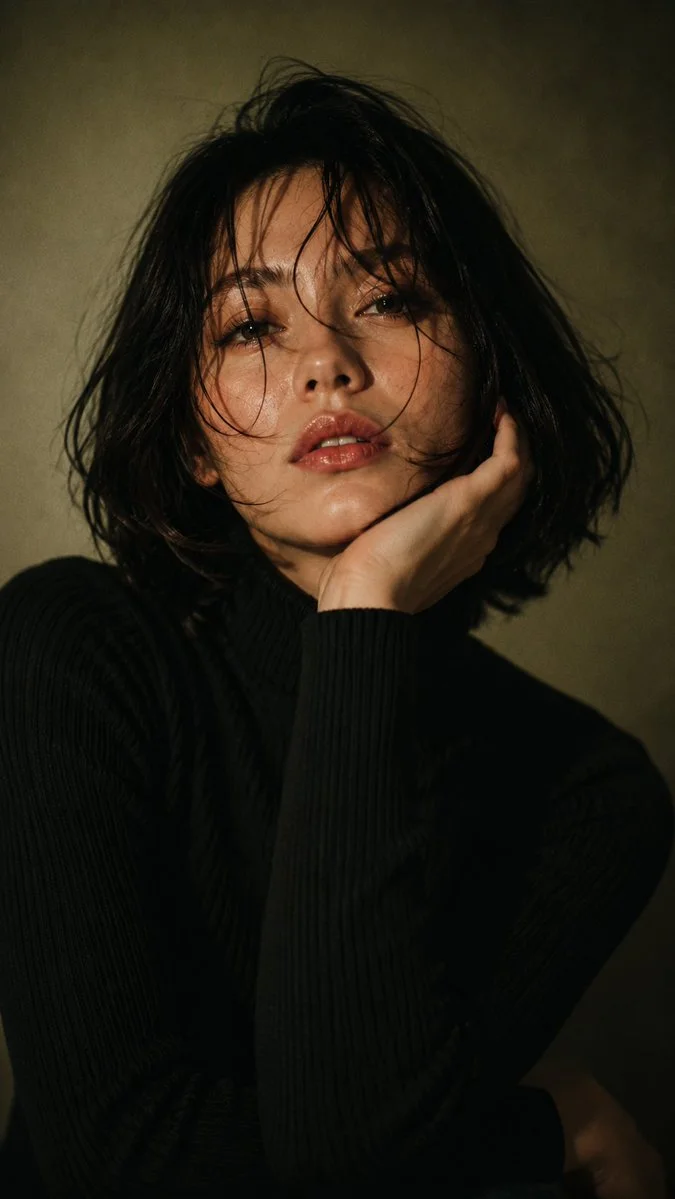 Ultra-realistic cinematic portrait of a beautiful young w...
