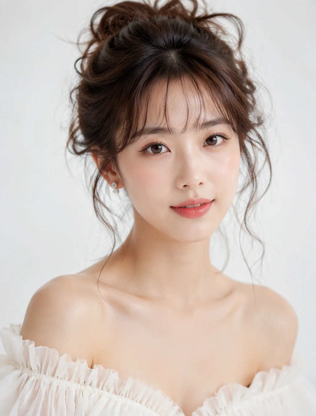 A highly detailed portrait photograph of a young East Asi...