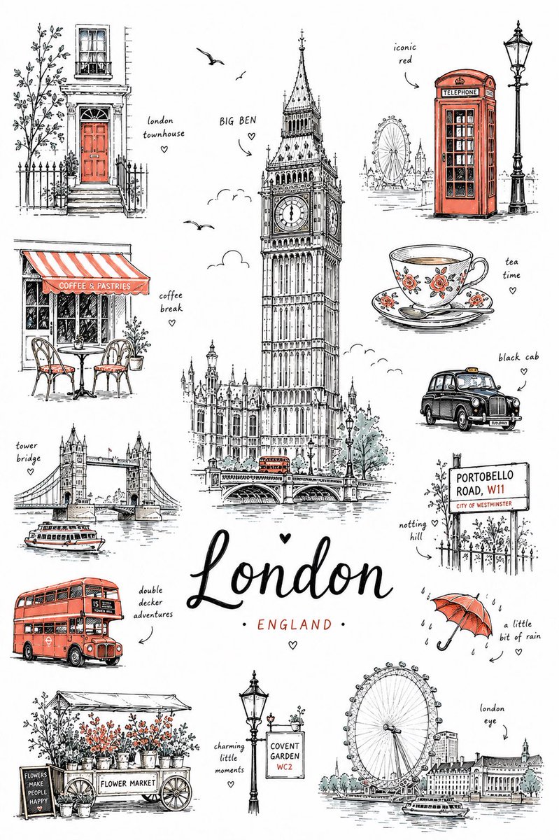 Create a charming minimalist hand-drawn illustration poster of [CITY], inspired by mode...
