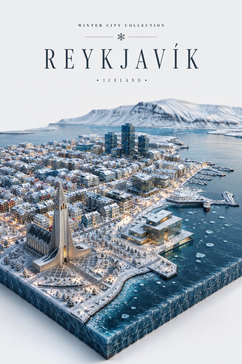 Premium sophisticated editorial winter-and-coastal travel-poster collection featuring P...