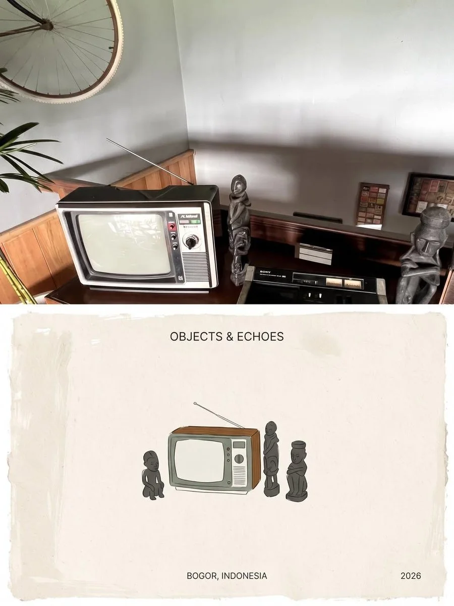 Create a refined editorial-style travel archive poster in...