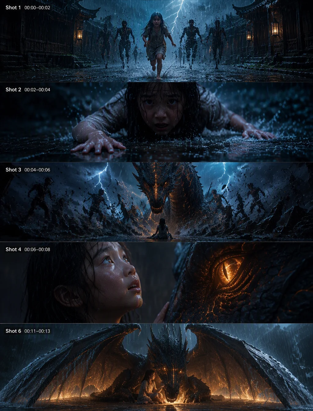 Shot 1 (00:00–00:02) – WS, Rainy Night, Forward Tracking....
