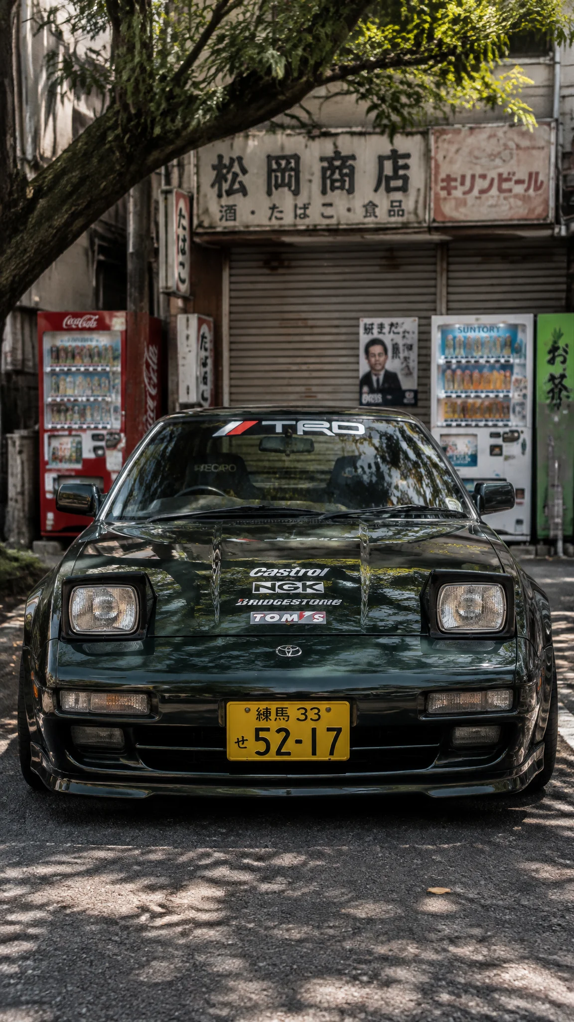 @Create image Front-view automotive street photography of...