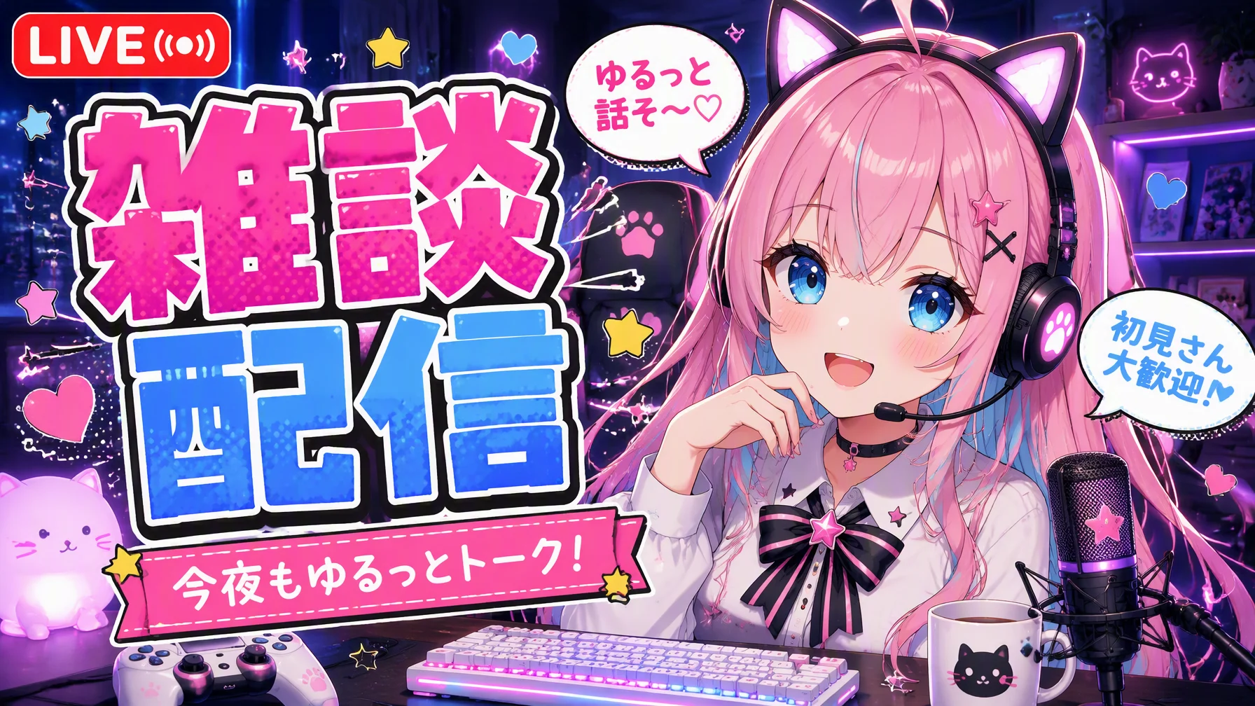An anime-style YouTube stream thumbnail featuring a cheer...