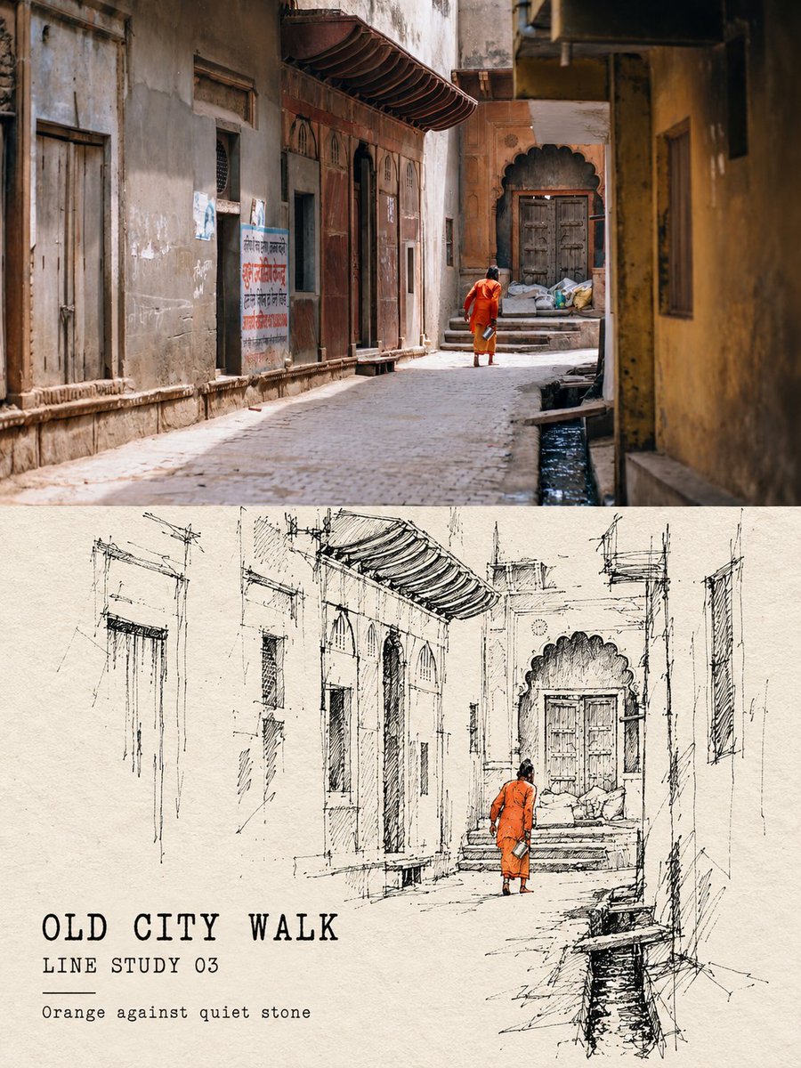 请将我上传的每一张旅行照片分别制作成一张独立的高级线描旅行海报,每张照片单独输出,不进行多图拼贴。
