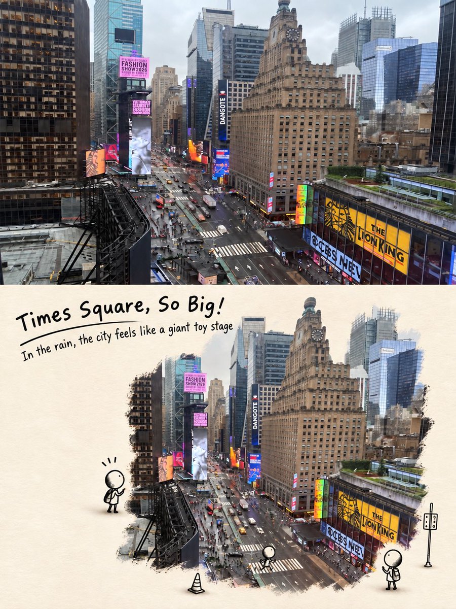 Turn the uploaded image into a top-and-bottom comparison poster, 3:4 vertical.