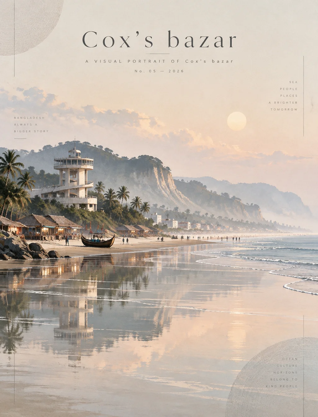 Create a premium 19:12 vertical contemporary travel artwo...
